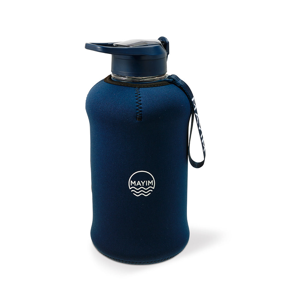 Mayim Neoprene Capsule Water Bottle with Dark Blue Sleeve, 2.2 L