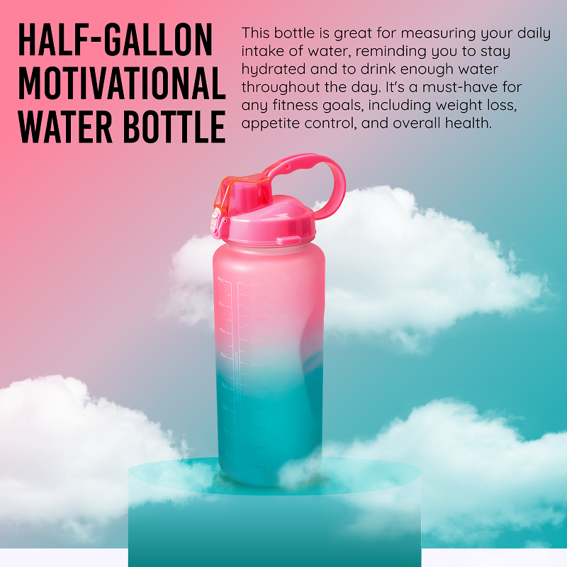 Hydration Nation 1 Gallon Water Bottle with Motivational Time Reminder - Ombre Green and Pink