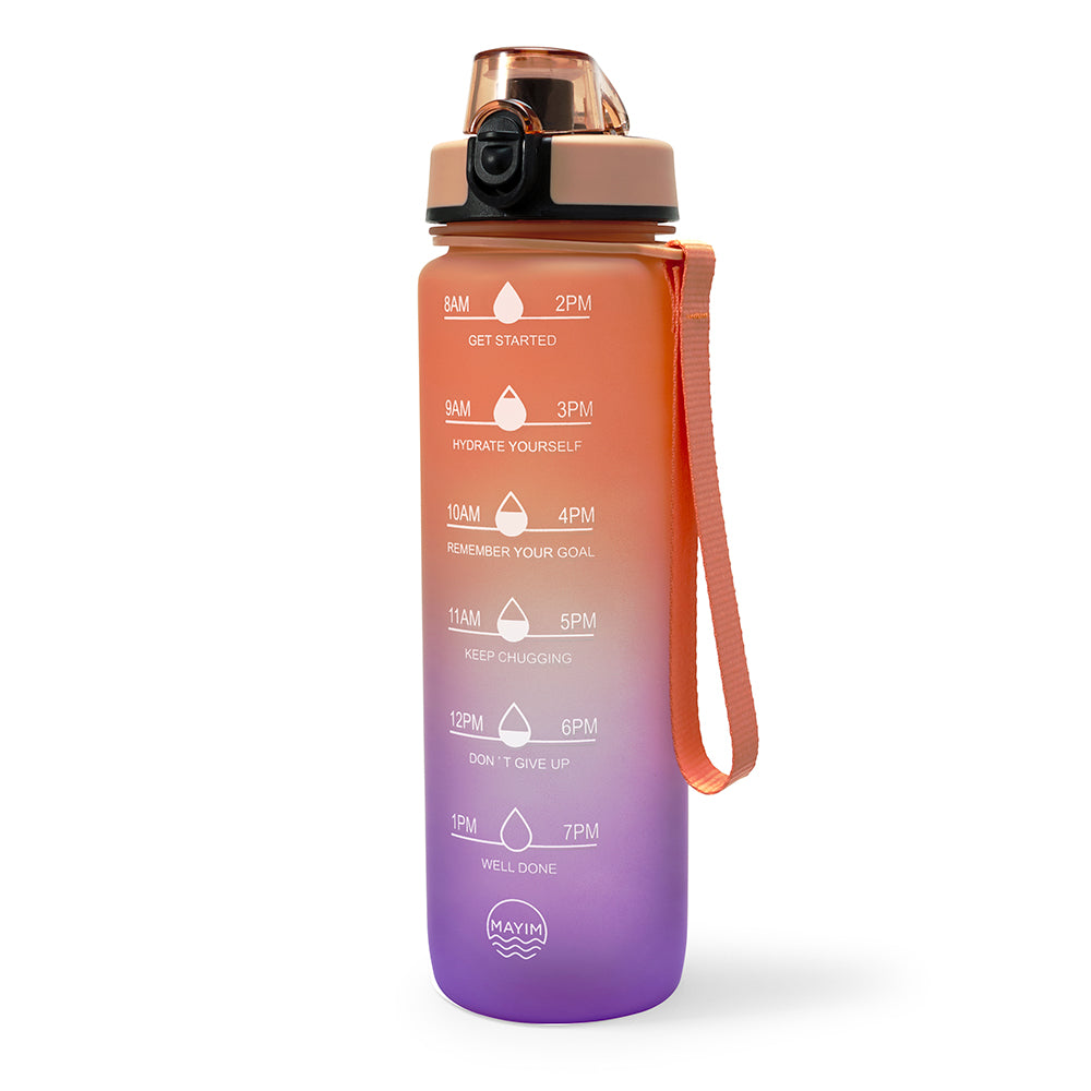 Skinny Motivational Water Bottle with Chug Lid- Pink to Hot Pink