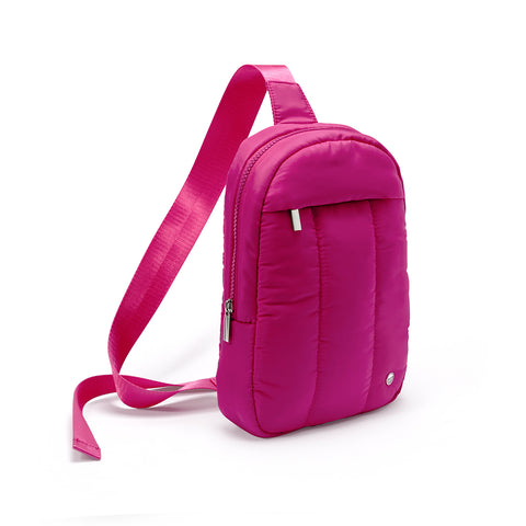 SLING PUFFED CROSSBODY BAG  - FUCHSIA