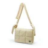 NYLON QUILTED PUFFER  CROSSBODY BAG  - CREAM