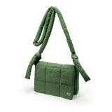 NYLON QUILTED PUFFER  CROSSBODY BAG  - SAGE GREEN