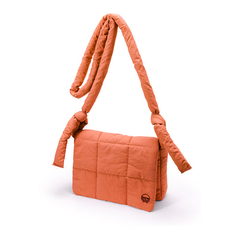 NYLON QUILTED PUFFER  CROSSBODY BAG  - PEACH