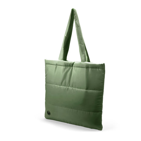 QUILTED PUFFER TOTE - SAGE