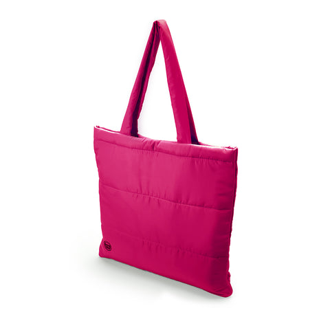 QUILTED PUFFER TOTE - HOT PINK