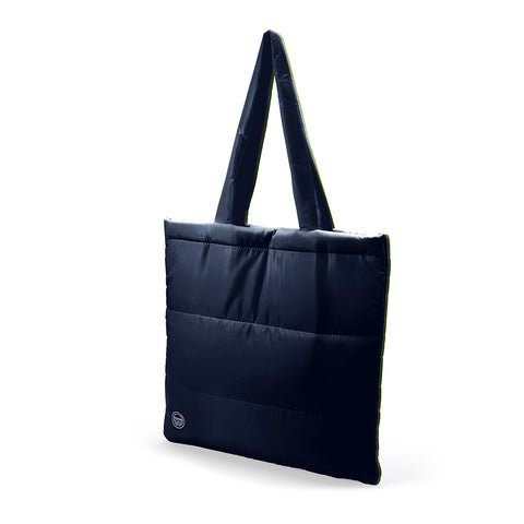 QUILTED PUFFER TOTE - NAVY