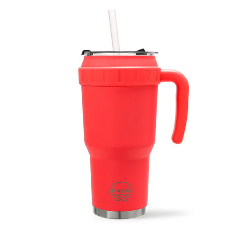 Traveler - Flip Straw & Easy Sip Lid - Neon Orange