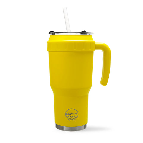 Traveler - Flip Straw & Easy Sip Lid - Neon Yellow