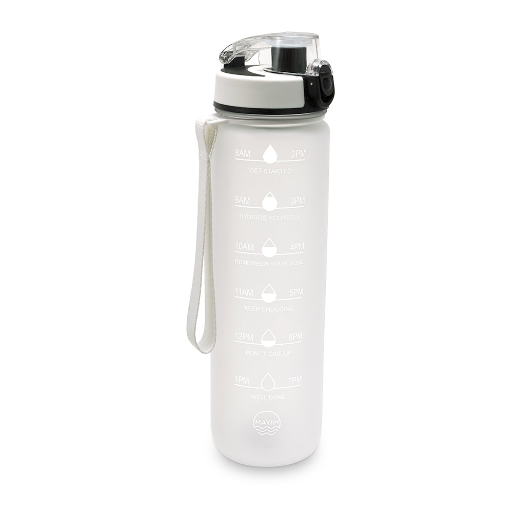 Skinny Motivational Water Bottle with Flip Straw Lid- Fuschia – Mayim Bottle