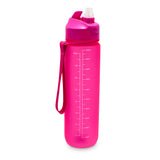 Skinny Motivational Water Bottle with Flip Straw Lid- Fuschia