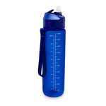 Skinny Motivational Water Bottle with Flip Straw Lid- Royal Blue