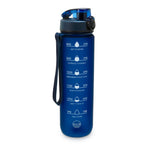 Skinny Motivational Water Bottle with Flip Straw Lid- Navy