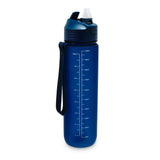 Skinny Motivational Water Bottle with Flip Straw Lid- Navy