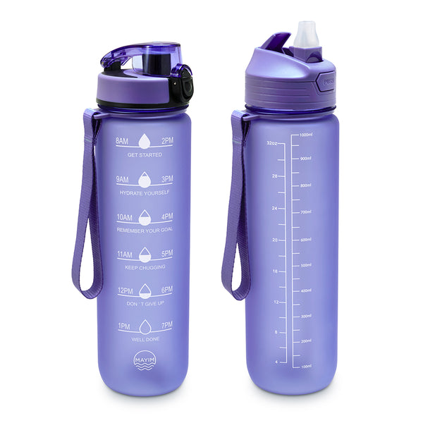 Skinny Motivational Water Bottle with Flip Straw Lid- Clear – Mayim Bottle