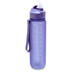 Skinny Motivational Water Bottle with Flip Straw Lid- Purple