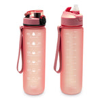 Skinny Motivational Water Bottle with Flip Straw Lid- Dusty Pink