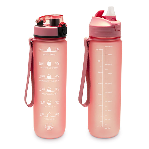 Skinny Motivational Water Bottle with Flip Straw Lid- Mint – Mayim Bottle