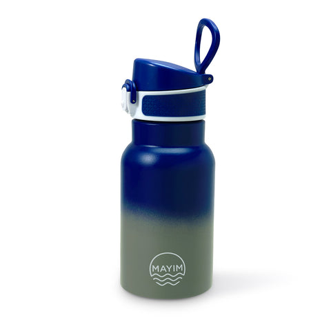 Kids Silicone Spout Water Bottle Suitable for Kids - Cobalt/Grey