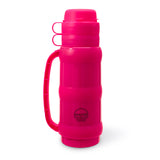 Stainless Steel Thermos with 2 Cups - Hot Pink