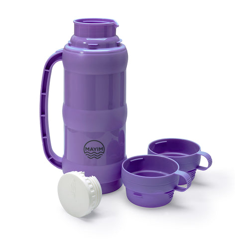 Stainless Steel Thermos with 2 Cups - Violet