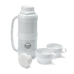 Stainless Steel Thermos with 2 Cups - White