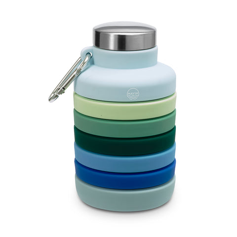 Collapsible Carabiner Bottle - Larger - Sky Blue