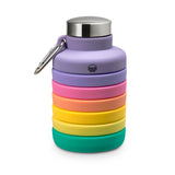 Collapsible Carabiner Bottle - Larger - Mint, Purple & Pastel