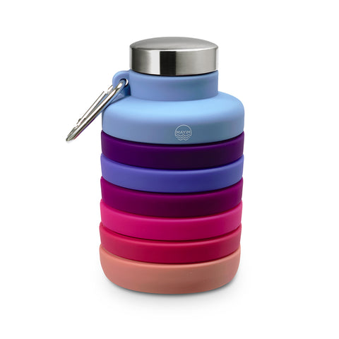 Collapsible Carabiner Bottle- Larger - Berry