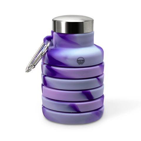 Collapsible Carabiner Bottle - Tie Dye- Purple