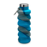 Collapsible Carabiner Bottle - Tie Dye - Blue & Grey