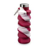 Collapsible Carabiner Bottle - Tie Dye - Burgundy, Pink & Mauve