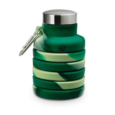 Collapsible Carabiner Bottle - Tie Dye - Green