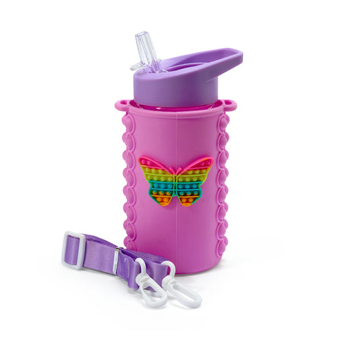 Kids Popper Bottle Butterfly- Pink