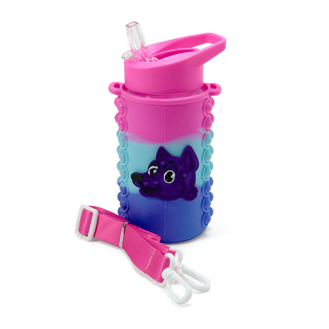 KIDS POP IT WATER BOTTLE - PURPLE, BLUE, PINK