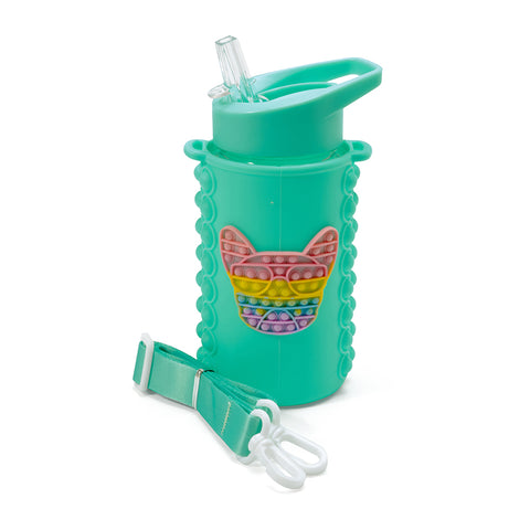 KIDS POP IT WATER BOTTLE - TEAL, RAINBOW