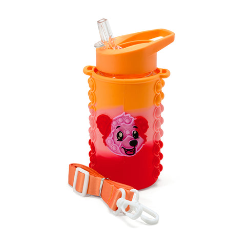 KIDS POP IT WATER BOTTLE - PINK, RED, ORANGE