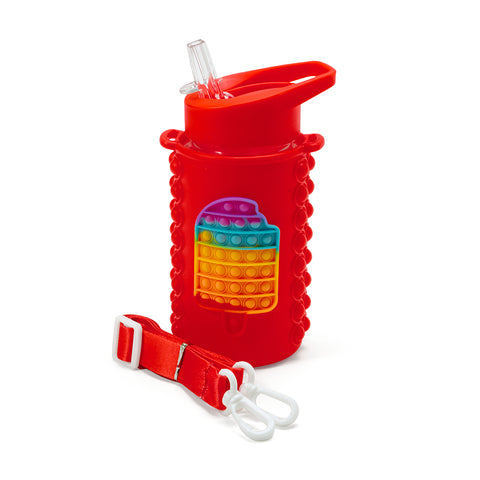 KIDS POP IT WATER BOTTLE - RED