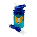 KIDS POP IT WATER BOTTLE - LIGHT BLUE , DARK BLUE