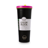 COLOR BLOCK FLIP STRAW TUMBLER - BLACK