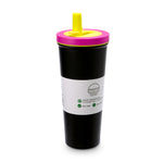 COLOR BLOCK FLIP STRAW TUMBLER - BLACK