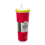 COLOR BLOCK FLIP STRAW TUMBLER - CORAL