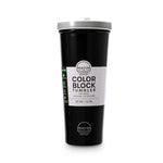 COLOR BLOCK FLIP STRAW TUMBLER - BLACK/GREY