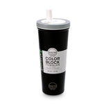 COLOR BLOCK FLIP STRAW TUMBLER - BLACK/GREY