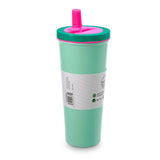 COLOR BLOCK FLIP STRAW TUMBLER - MINT