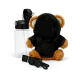 Furry Bear Holder with Bottle  - Black