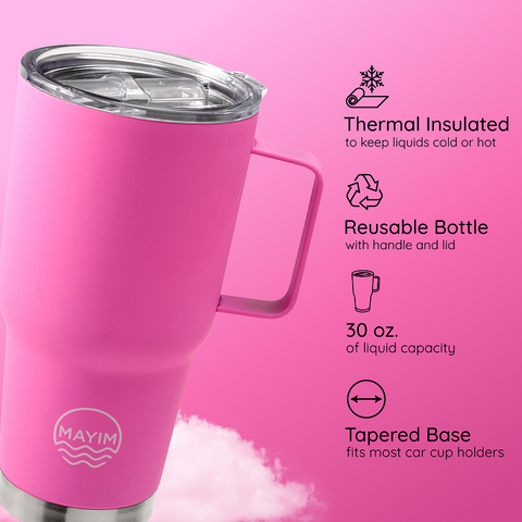 Insulated Stainless Thermos Mug, Fits Car Cup Holder