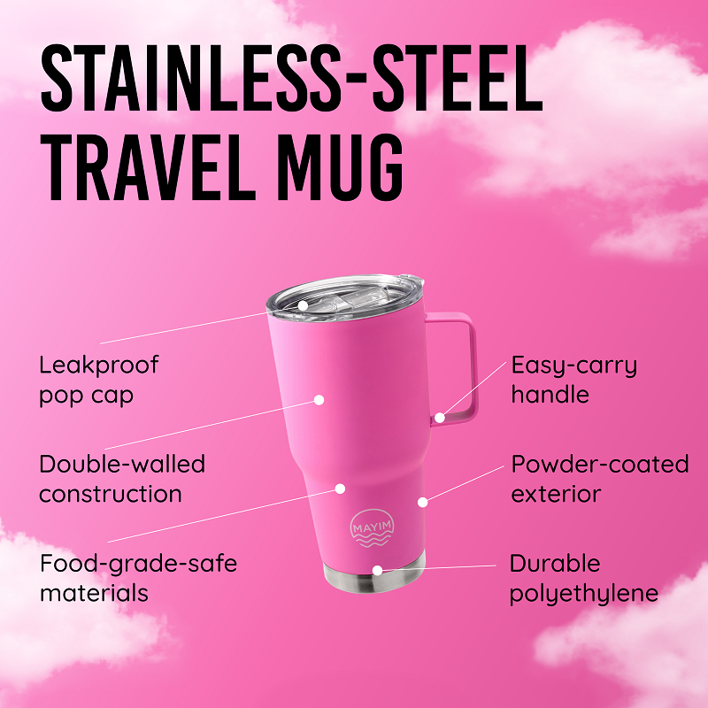 10 oz Double Wall Stainless Steel Vacuum Insulated Tumbler Coffee Travel Mug with Lid, Durable Powder Coated Insulated Coffee Cup for Cold & Hot