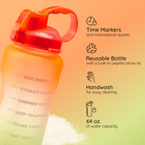 Ombre Motivational Water Bottle- Peach to Mint