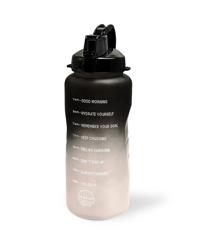 Ombre Motivational Water Bottle- Black to Ivory