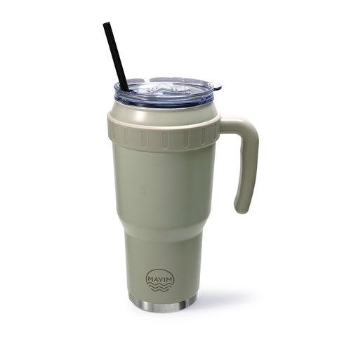 Insulated Travel Mug Tumbler with Handle.40 oz Coffee Tumbler with Lid and  Straw